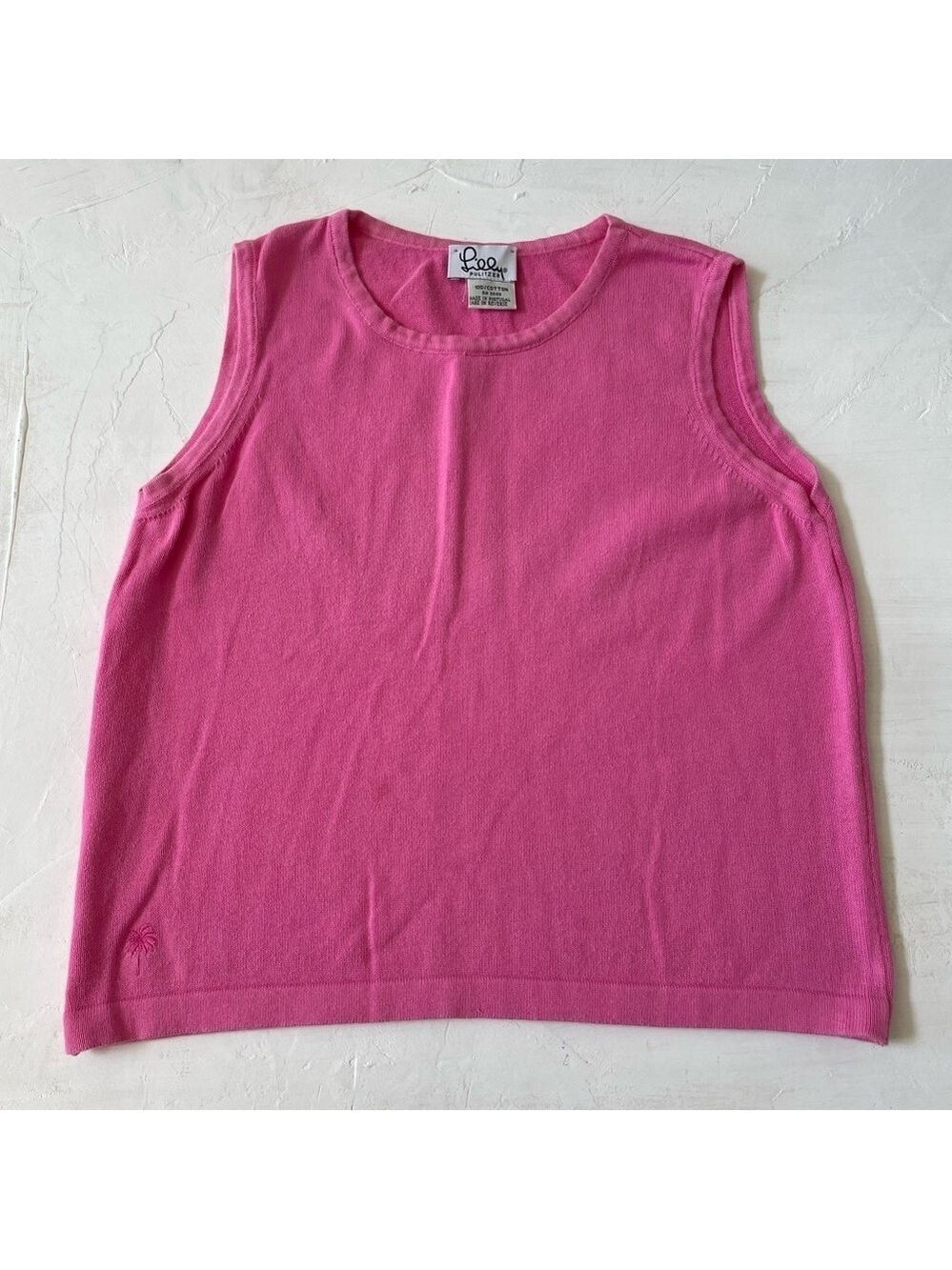 Lilly Pulitzer Pink Sleeveless Knit Sweater Crewneck Vest Top Size S